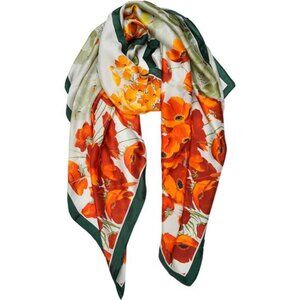 YOUR SMILE Large Mulberry Silk Feeling Long‎ Stain Scarf Lightweight Sunscreen